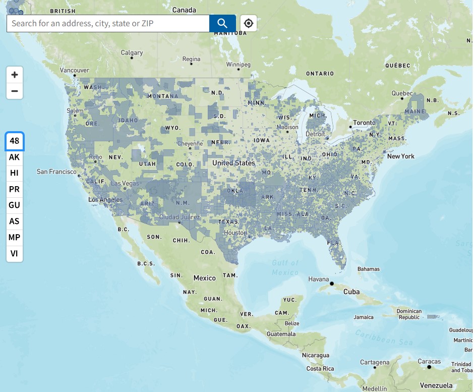 Screenshot of the Climate and Economic Justice Screening Tool.