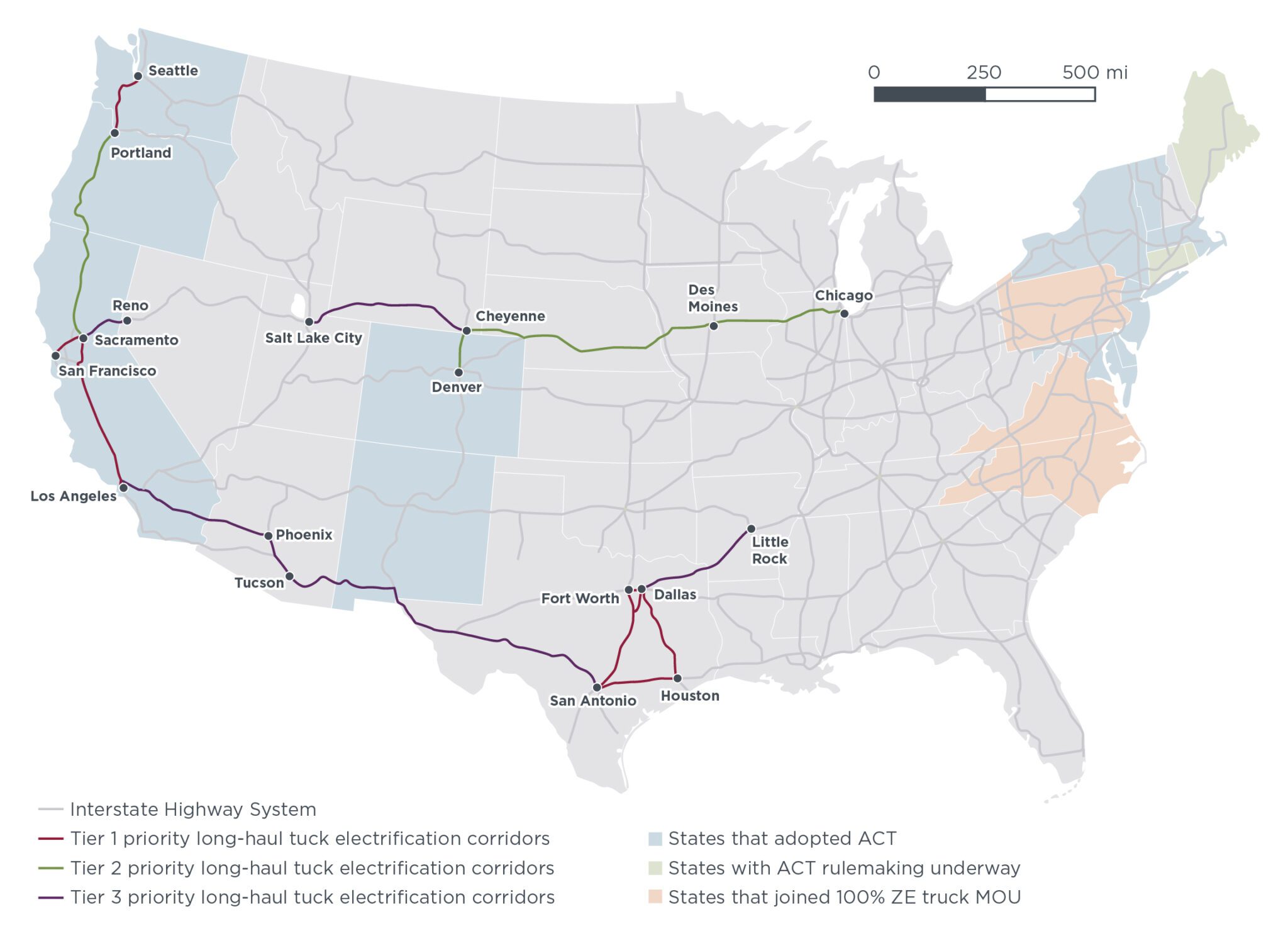 Map showing the interstate highway system