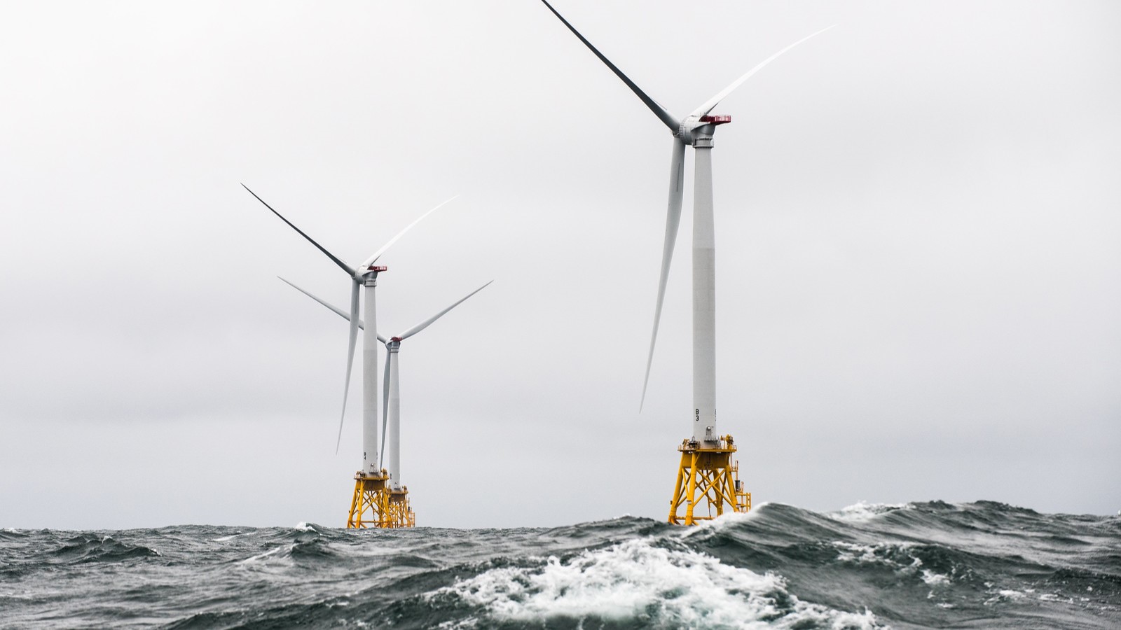 3 wind turbines in an offshore wind farm.