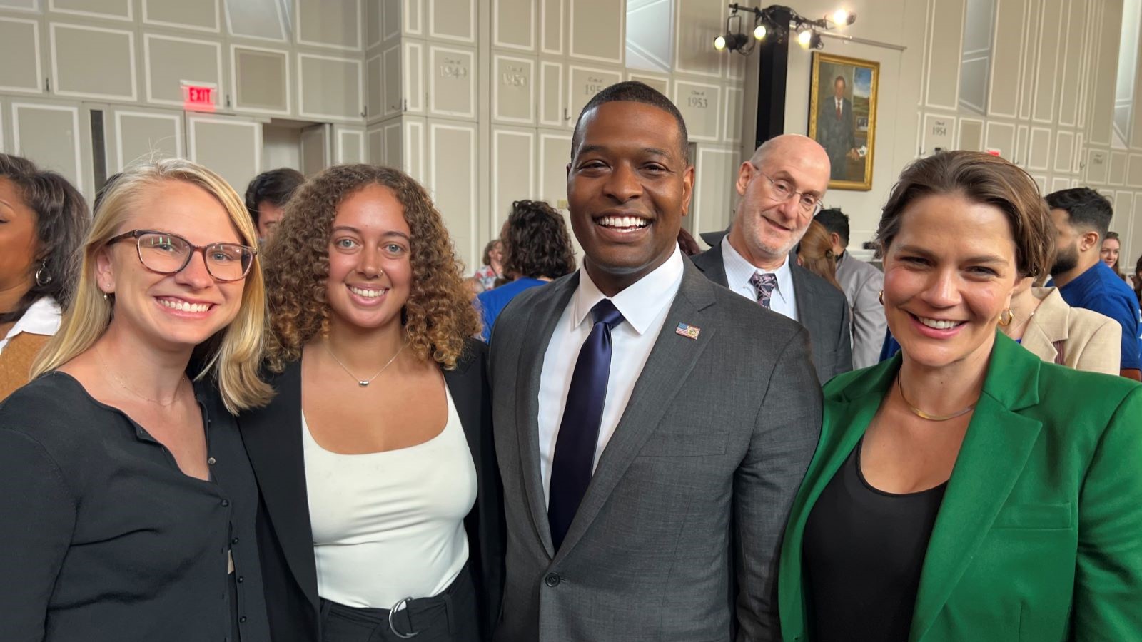 Evergreen’s Deputy Campaigns Director Dani Hupper, Outreach Coordinator Hannah Reid, and Executive Director Lena Moffitt with Administrator Michael Regan at the announcement of EPA’s carbon standards for power plants in Maryland.
