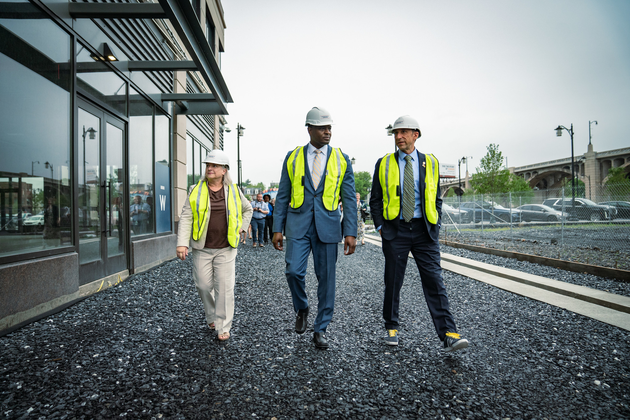 EPA Administrator Michael S. Regan with two officials as he visits Allentown, PA in 2023 to highlight the Climate Pollution Reduction Grant program. 