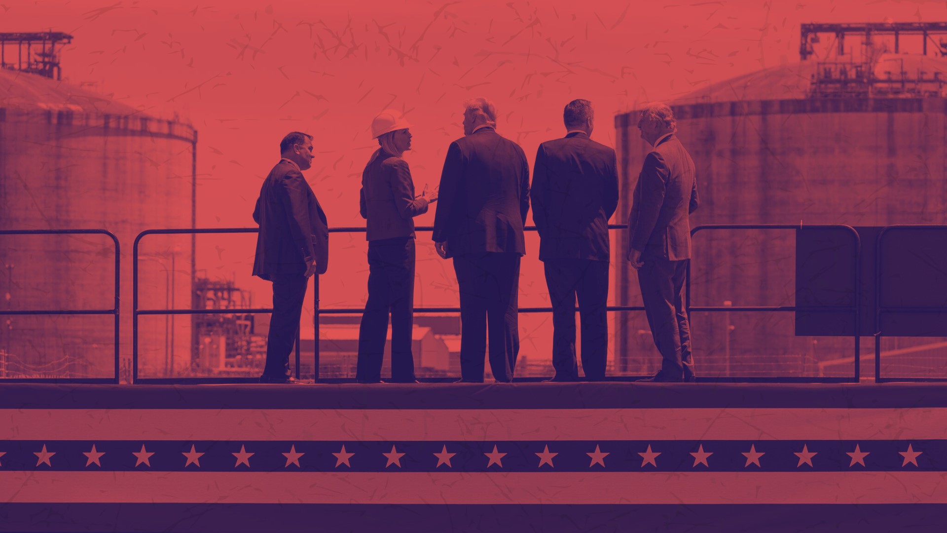 Former President Donald Trump touring an LNG terminal in Louisiana.