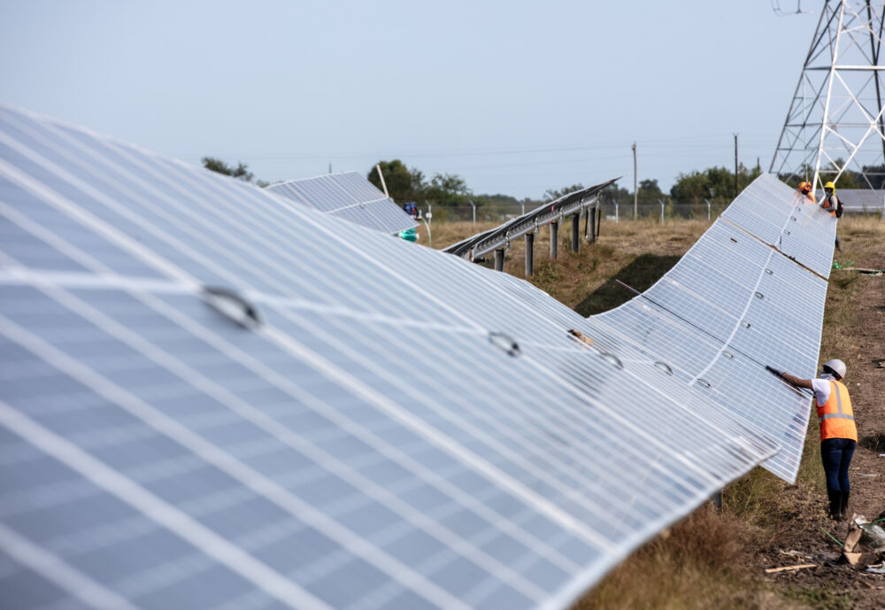 Solar panels in a field